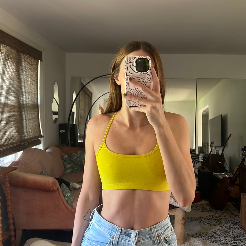 Beyond Yoga chartreuse sports bra